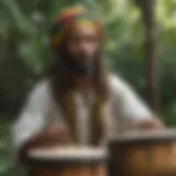 Traditional Rastafarian drumming ceremony in Jamaica