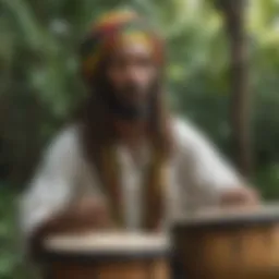 Traditional Rastafarian drumming ceremony in Jamaica