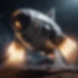 A sleek spacecraft launching into the cosmos