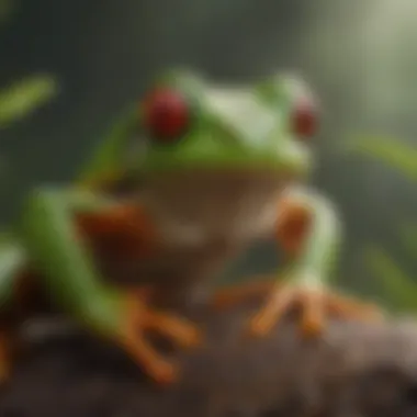 A red-eyed tree frog catching a meal, illustrating its diet and predatory behavior.