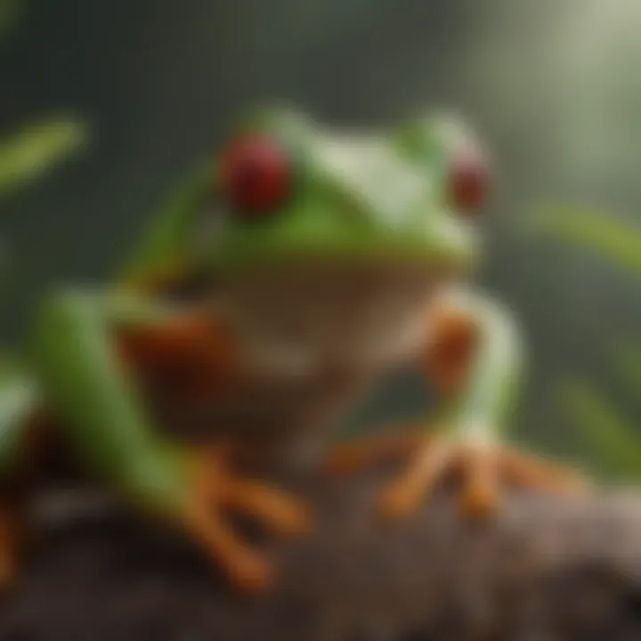 A red-eyed tree frog catching a meal, illustrating its diet and predatory behavior.