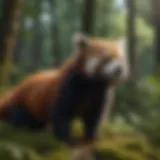 Red panda in lush forest habitat