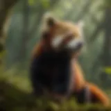 Majestic red panda in lush forest habitat