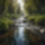 A vibrant river surrounded by lush greenery