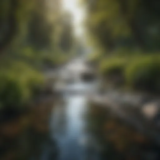 A vibrant river surrounded by lush greenery