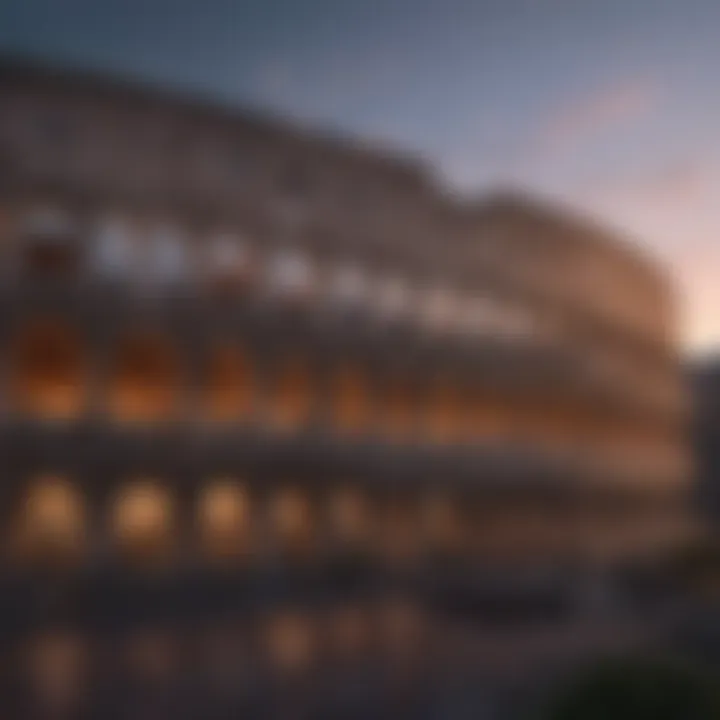 Roman Colosseum at Dusk with Spectacular Lighting
