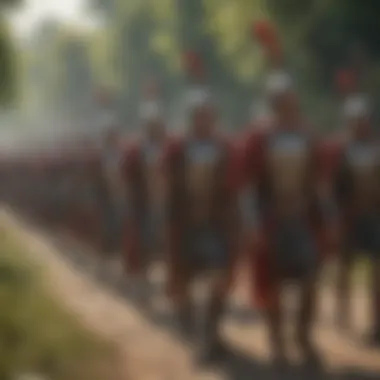 Roman Legionnaires Marching Triumphantly in Battle