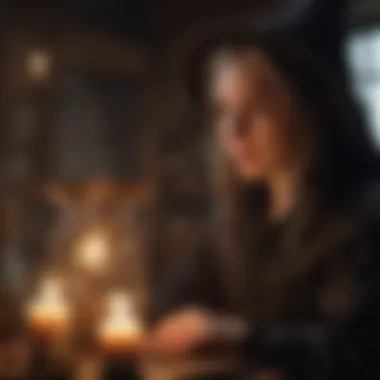 Artistic portrayal of the accused witches facing scrutiny and suspicion in Salem