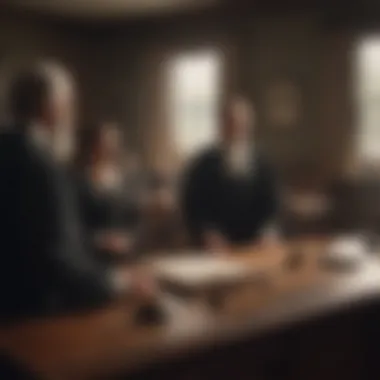 Illustration depicting the tense courtroom atmosphere during the Salem Witch Trials