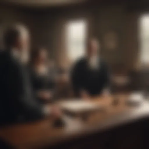 Illustration depicting the tense courtroom atmosphere during the Salem Witch Trials