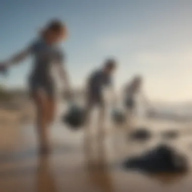 Group of diverse children cleaning up a polluted beach