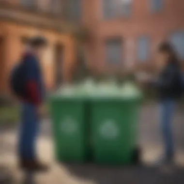 Young activists setting up a recycling station in a school