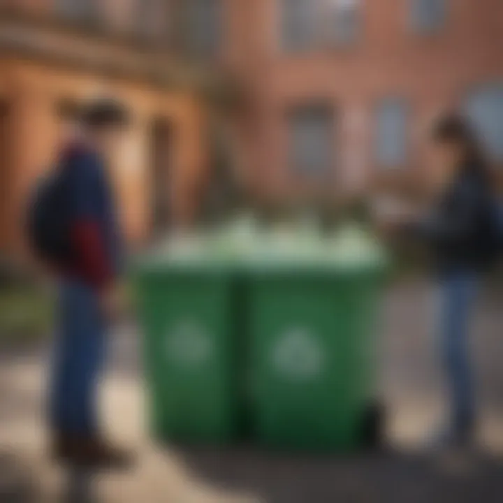 Young activists setting up a recycling station in a school