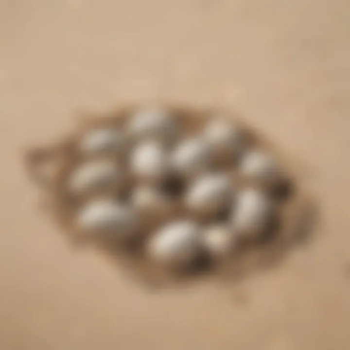 Sea turtle eggs in a nest on the beach