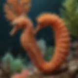 A vibrant seahorse gracefully swimming amidst coral.