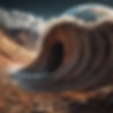 Illustration depicting seismic waves traveling through Earth's layers