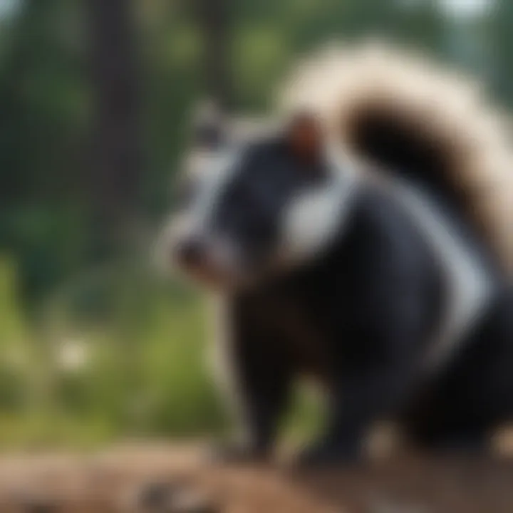 Enigmatic Defense Display A graceful skunk spraying a fascinating defense mechanism