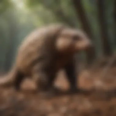 Slender Indian Pangolin foraging for food