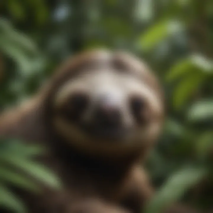 Sloth Peeking from Foliage