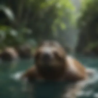 Sloth gliding effortlessly through the water