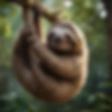 Sloth Hanging Peacefully from Branch