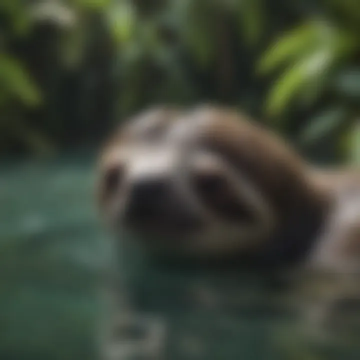 Sloth engaging in a leisurely swim