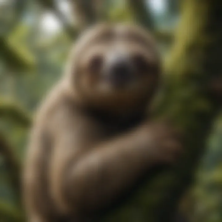 Sloth Camouflaged in Mossy Tree