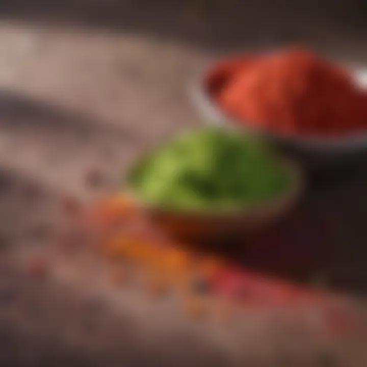 A close-up of eco-friendly Holi colors derived from natural ingredients