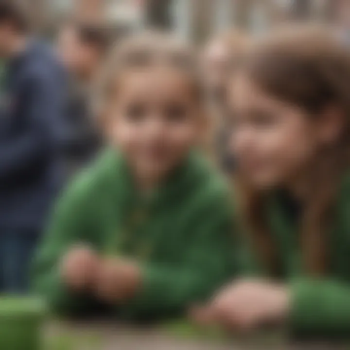 Children participating in a local St. Patrick's Day event, enjoying games and activities.