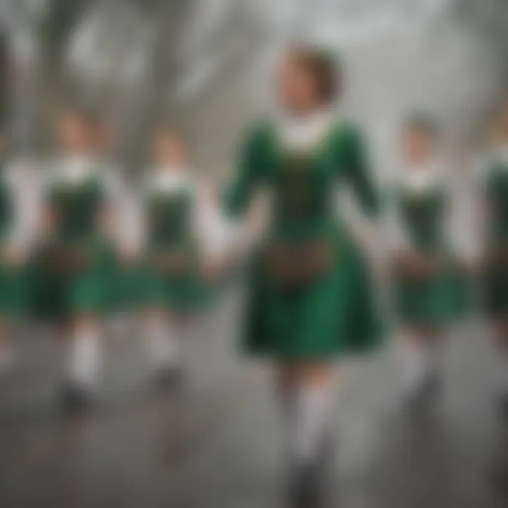 A vibrant parade showcasing traditional Irish dancers and musicians.