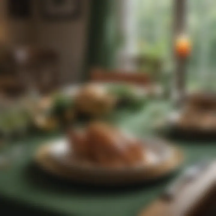 A close-up of a festive table adorned with traditional Irish symbols and decorations.