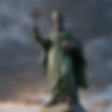 St. Patrick's Statue Against Dramatic Sky