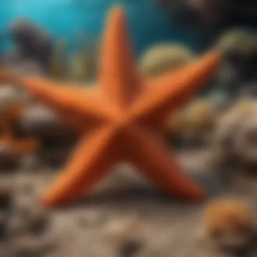 A vibrant starfish nestled among colorful coral reefs