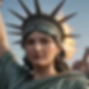 Radiant Beacon: Statue of Liberty's Torch Up Close Close-up of Statue of Liberty Torch