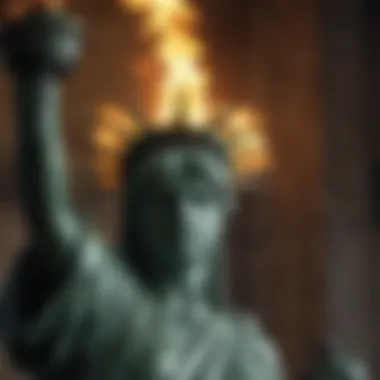 Eternal Flame of Democracy Close-up of Statue of Liberty torch