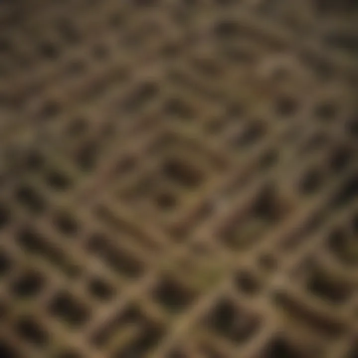 An aerial view of a unique natural formation resembling a maze