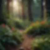 A vibrant forest filled with unusual plants