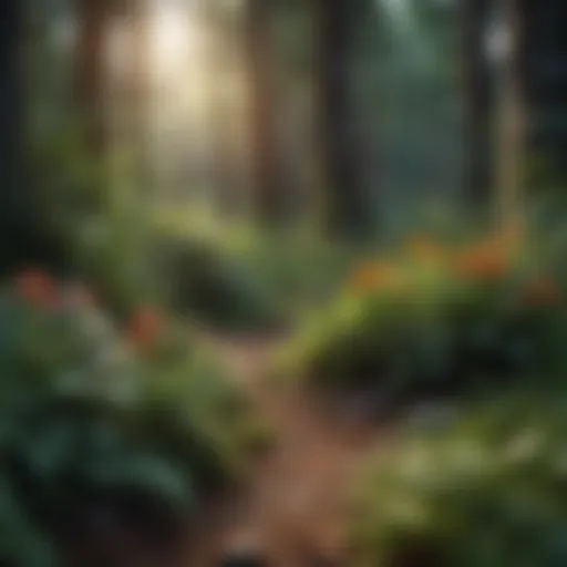 A vibrant forest filled with unusual plants