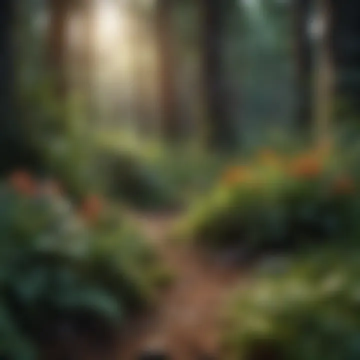 A vibrant forest filled with unusual plants