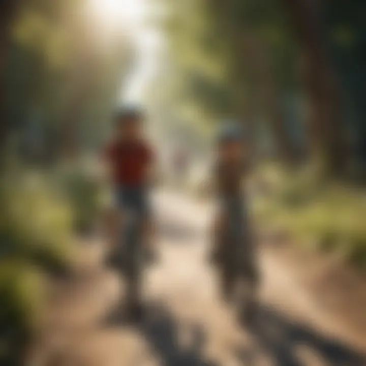 Engaging scene of children riding bicycles on a sunny day.