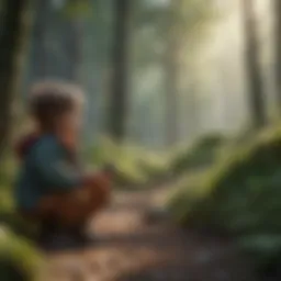 Kindergarten children engaging in outdoor nature exploration