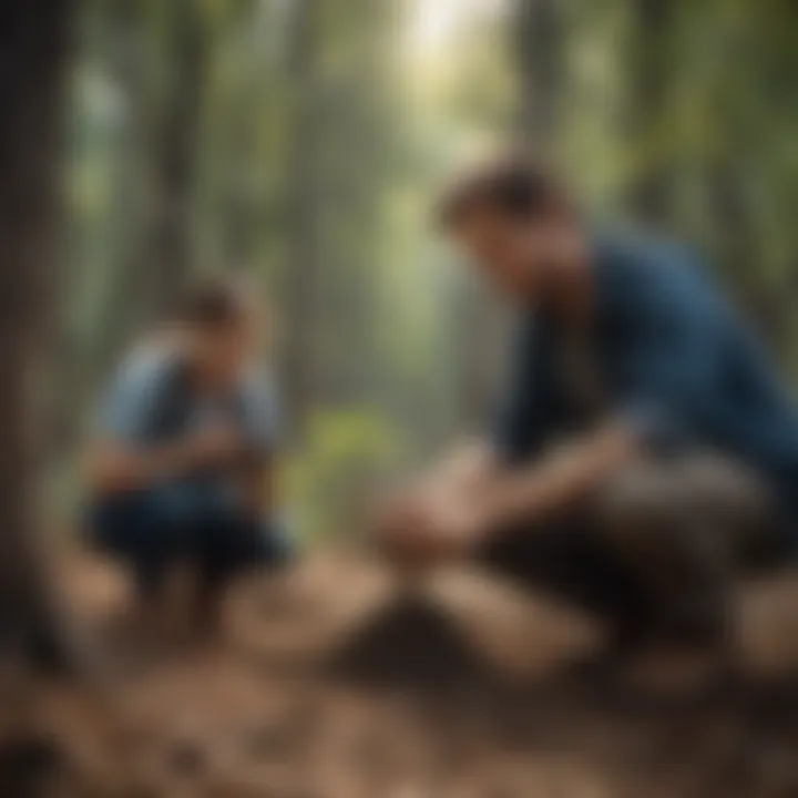 A diverse group of individuals participating in a community tree-planting event.