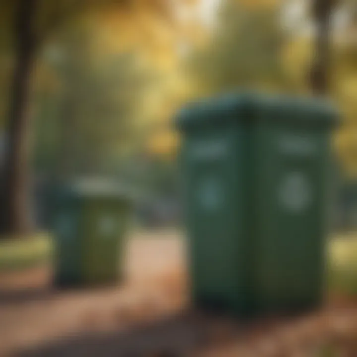 Innovative recycling bins in a community park