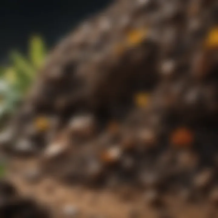 A close-up of compost materials enriching soil