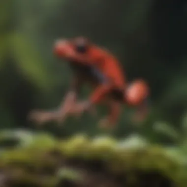 Strawberry Poison Dart Frog exhibiting its agile jumping abilities