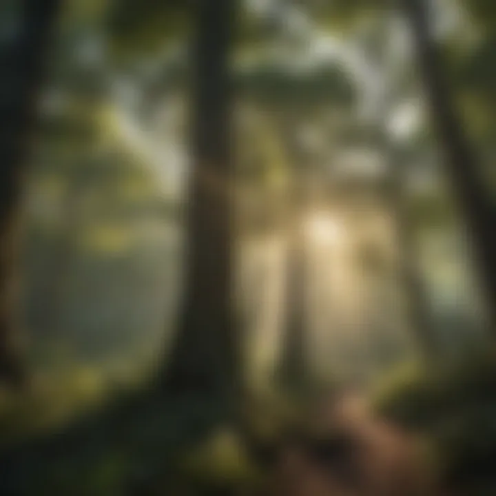 Sunlight Filtering Through Dense Forest Canopy