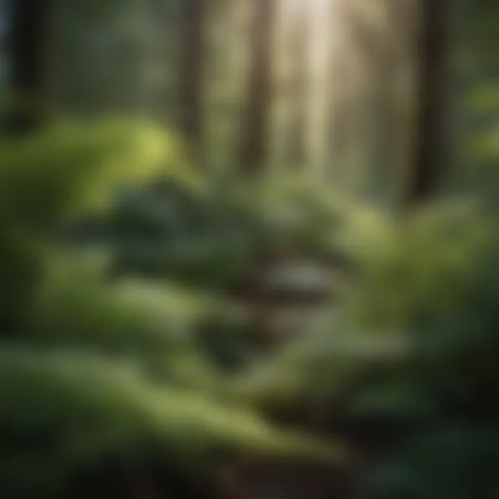 Sunlight Filtering Through Ferns