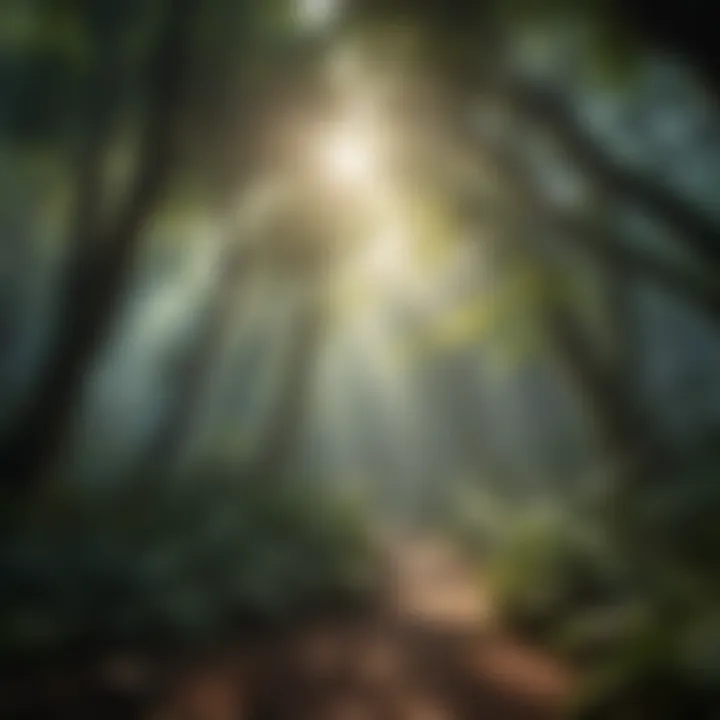 Sunlight Filtering Through Rainforest Canopy