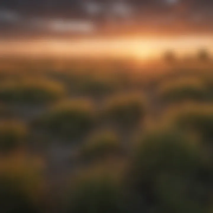 Sunset casting a warm glow over Minnesota's vast prairies