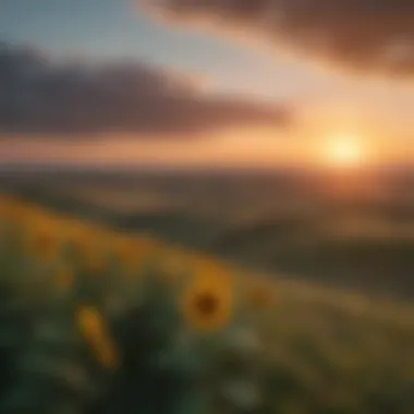 Spectacular sunset over the picturesque Flint Hills landscape
